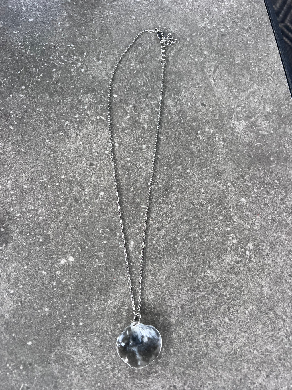Dark Grey Jingle Shell Necklace - Silver