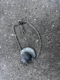 Dark Grey Scallop Shell Bracelet - Silver
